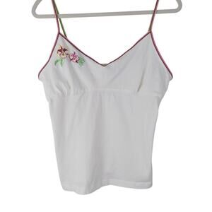 Old Navy Womens Y2K Coconut Girl White Rainbow Hibiscus Floral Tank Top Size L
